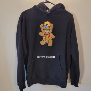 Teddy Fresh Chenille Teddy Bear Black Hoodie - S